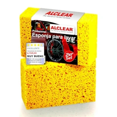 Imagen de ALCLEAR 6080WS Juego de 2 esponjas Lavado Coches, Esponja Jumbo para el Cuidado del Coche, Pintura, Llantas, Limpieza Exterior e Interior, 18x12x6 cm