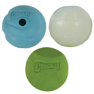 Imagen de Chuckit Juguete Juego De Lanzamiento Pelotas Perros Pack 3 Unidades, Caucho Natural, Multicolor, Small, 2 Inch,