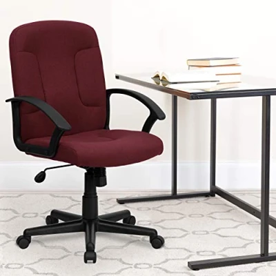 Imagen de Flash Muebles Mid Back Negro Tela Tarea y Silla de Ordenador con Nailon Armas