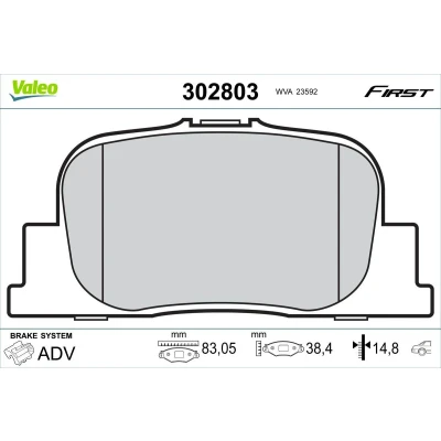 Imagen de VALEO 302803 Juego de pastillas freno Eje trasero excl. contacto avisador desgaste sin tornillos, chapa antichirridos