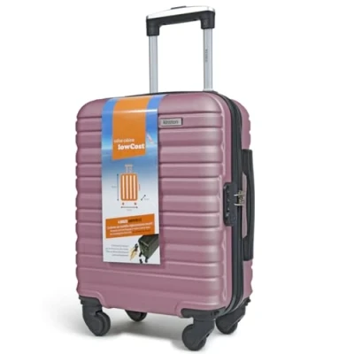 Imagen de KINSTON Maleta de cabina con 4 ruedas desmontables Equipaje mano ligero y duradero, tamaño LowCost, giratorias desmontables, rosa, L 36 x H 50 P 20 cm