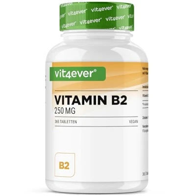 Imagen de Vitamina B2 (Riboflavina) 250 mg 365 Comprimidos Alta Dosis Sin Aditivos Indeseados Vegano
