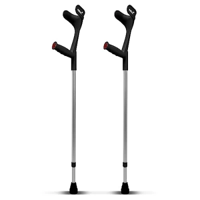 Imagen de Par de Muletas hasta 140 kg en Negro 2X antebrazo Ossenberg Classic con empuñadura Suave Ergo Andador diseño Pulox