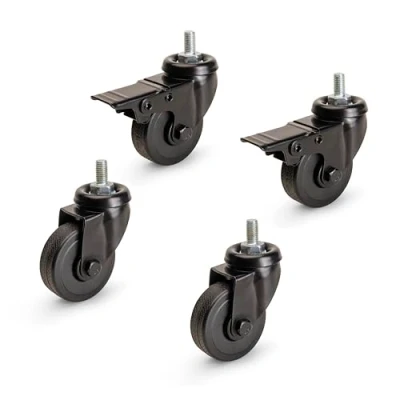 Imagen de Emuca Kit de 4 Ruedas Black con perno, diámetro 50mm, Plástico y Acero, Negro