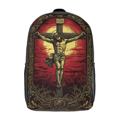 Imagen de YTPONBCSTUG Mochila Escolar Con Impresión En 3D De Cruz，Jesus Viaje 17inch