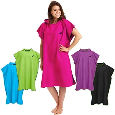 Imagen de Fit Flip Toalla con Capucha de Microfibra, Poncho Surf Microfibra Hombre, Mujer Vestido Verano para Hombres y Mujeres Color: Rosa, Tamaño: M