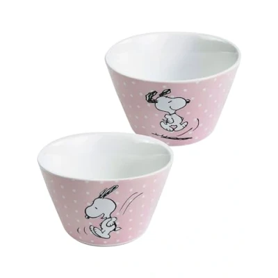 Imagen de United Labels The Peanuts Snoopy Cuenco para cereales (porcelana, 500 ml), diseño de lunares, color rosa