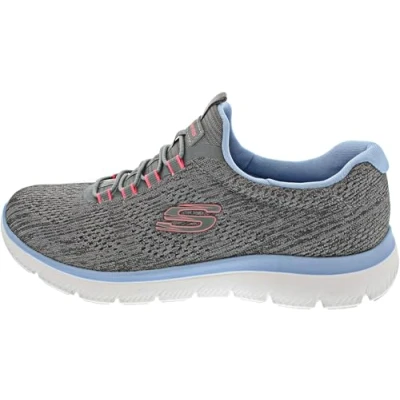 Imagen de Skechers Summits Fun Flare, Zapatos Deportivos Mujer, Grey Mesh/Pink &amp; Blue Trim, 37.5 EU