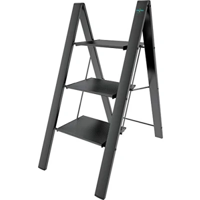 Imagen de Colombo Leonardo 3 Escalera de Aluminio anodizado, peldaños, Carga máxima 150 kg, Color Negro