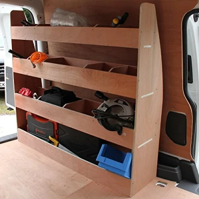 Imagen de Monster Racking Estantería para Furgoneta VW Caddy Maxi de Madera 14 Compartimentos sobre 3 Niveles Estanteria Trabajo Camper Taller Estantes Almacenamiento Almacenaje Herramientas