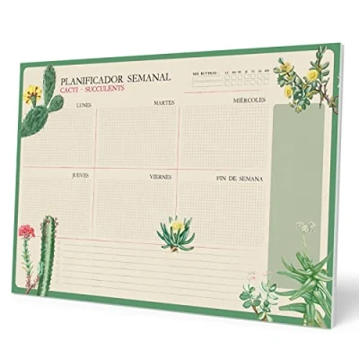 Imagen de Grupo Erik Bloc Planificador semanal A3 Botanical Cacti Organizador floral │ Planning escritorio, BPSA30022
