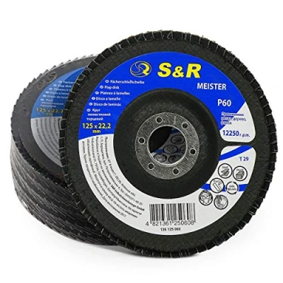 Imagen de S&amp;R Disco de Láminas 125 para Acero y Madera, Grano 60. Juego 5 discos abrasivos