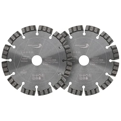 Imagen de Set de dos piezas PRODIAMANT Premium Diamante Cortamuros Disco cortador LASER TURBO Hormigón 150mm x 22,2mm PDX83.014