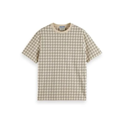 Imagen de Scotch &amp; Soda Regular Fit Mini All Over Print T Shirt Camiseta, Parchment Geo Flower 7453, M Hombres