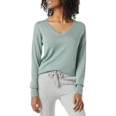 Imagen de Amazon Essentials Jersey Tipo Túnica Ligero de Manga Larga y Cuello en Pico (Disponible Tallas Grandes) Mujer, Verde Salvia Mezcla, XL