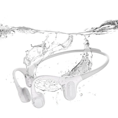 Imagen de mojawa Run Plus Auriculares de Conducción Ósea, Natación Impermeables IP68, Bluetooth con Micrófono y MP3 32 GB, Inalámbricos, para Correr, Nadar, Montar en Bicicleta, Gris