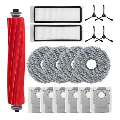 Imagen de Odashen Juego de 17 accesorios repuesto para robot aspirador Roborock Q Revo/Roborock P10, incluye cepillo principal, paño fregona, bolsa polvo, filtro, lateral (negro)