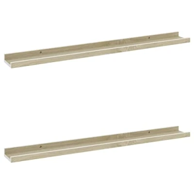 Imagen de vidaXL 2X Estantes de Pared Repisa Flotante Balda Estantería Salón Sala Estar Estudio Exhibición Colgante Decoración Blanco y Roble Sonoma 80x9x3cm