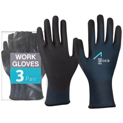 Imagen de ACE Guantes de trabajo 3 pares protección para comercio y jardín 08/M (Paquete 3)