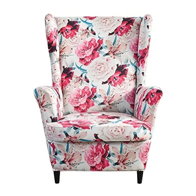 Imagen de Meigeh Fundas de Sillón orejero elástica 1 Plaza Estampado para sillones con Respaldo ala Cubre Sala Estar Polen