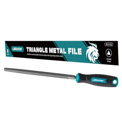 Imagen de LIBRATON Lima de Metal Triangular 200mm, Herramienta Archivo Metal, Acero Alto Carbono con Mango Ergonómico, Mano para Madera, Plástico, Refinar, dar Forma y Raspar
