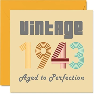Imagen de tarjetas de cumpleaños 81 para hombres y mujeres, estilo vintage 1943, envejecidas a la perfección, tarjeta divertida ella, 145 mm x mm, felicitación