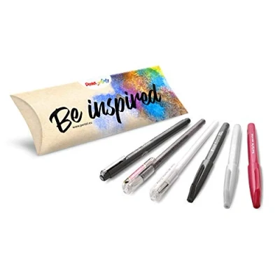 Imagen de Pentel Arts Rotulador Touch SES15, Dual Metallic Bolígrafo K110, Hybrid Milky K108 y Pointliner S20P Perfecto para Usar en Colegios Oficinas