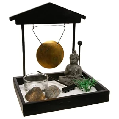 Imagen de ATMOSPHERA CREATEUR D&#039;INTERIEUR Jardín Zen Tori Tal y como se ve en la Imagen, el Set Incluye : Piedras, 1 Portas Velas, Gong, Arena, Negro, l. 12 x 15 H. 16,5 cm