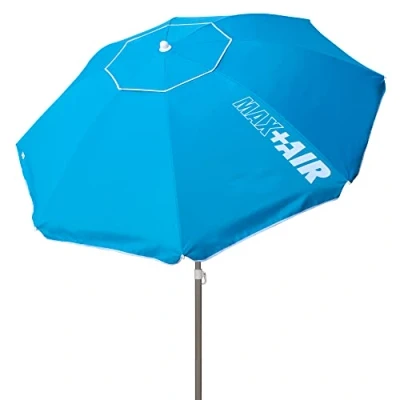 Imagen de Aktive 62215 Sombrilla de playa plegable, Ø200 cm, color azul, con protección UV filtro 50, mástil Ø28 32 mm, incluye bolsa para transportarla
