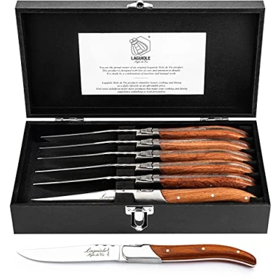 Imagen de Laguiole Style de Vie Luxury Line Juego 6 cuchillos para carne, madera palisandro