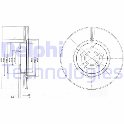 Imagen de DELPHI Disco de freno FORD: Tourneo Connect / Grand V408 Familiar, Transit Furgoneta, Mk2 Familiar