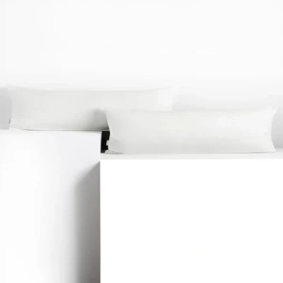 Imagen de DecoKing 2 Fundas de Almohada 20 x 145 cm, algodón, con Cremallera, Color Blanco y ámbar