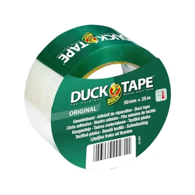 Imagen de Duck Tape 106 07 cinta textil original, autoadhesiva con superficie impermeable, extrafuerte para interior y exterior, 50 mm x 25 m