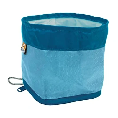 Imagen de Kurgo Comedero Plegable para Perro Cuenco de Viaje Portátil Comida y Agua con Mosquetón Estilo Zippy 1.36 l Azul Costero