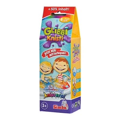 Imagen de Simba Glibbi Knisti 105953427 Juego de 4 juguetes para bañera, polvo baño, crujido en el agua, x 10 g, diversión a partir 3 años, agrietarse, burbujear