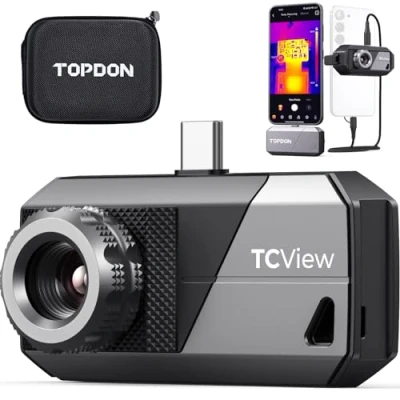 Imagen de TOPDON TS001 Cámara Térmica Profesional para Android, 9mm Objetivo Ajustable,Rango de Visión 0,1 a 500m, 256x192 Resolución IR, 25Hz, 20C 550C,Cámara Termográfica Infrarroja con Enfoque Manual
