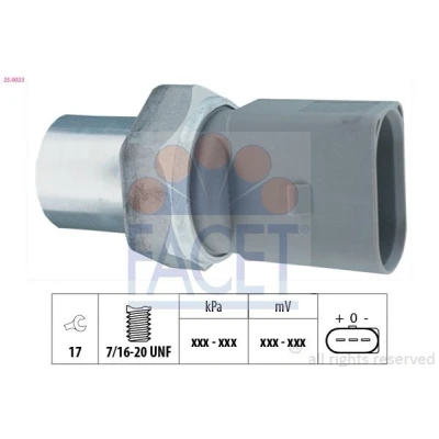 Imagen de FACET 25.0023 Presostato de Aire Acondicionado VOLKSWAGEN: Golf 5, Polo IV Hatchback, Touareg I, SEAT: Leon II Ibiza 3, I Hatchback