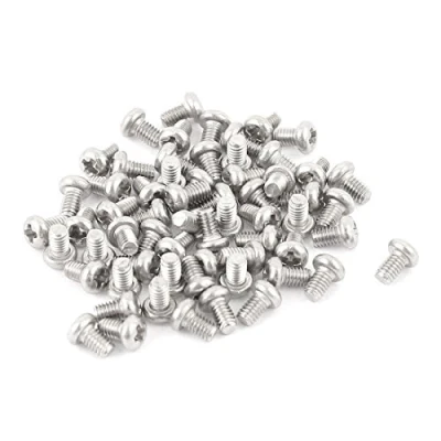 Imagen de sourcing map 60pcs Tornillos de Cabeza Phillips perno M2,5 x 4mm 304 Acero Inoxidable Cruz Redonda