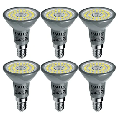 Imagen de EACLL Bombillas LED E14 Blanco Frio 6W Reemplaza 100W Halógena, Pack de 6, Focos Sin Parpadeo AC 230V, 6000K 820 Lúmenes 120 Spotlight, Lámpara Reflectora no Regulable