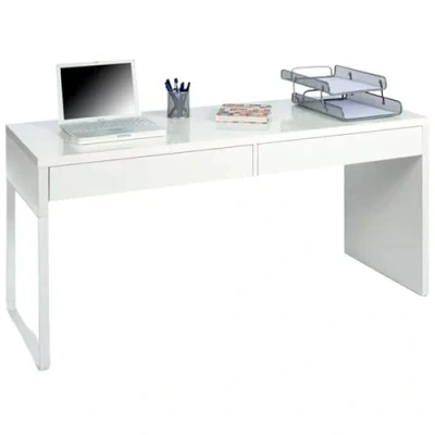 Imagen de Habitdesign Mesa Escritorio con 2 Cajones, de Despacho, Oficina, Modelo Touch, Color Blanco Artik, Medidas: 138 cm (Ancho) x 50 (Fondo) 75 (Alto)