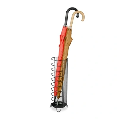 Imagen de Relaxdays Paragüero, 52,5 x 16 cm, Metal, Soporte Redondo para Paraguas, Resistente, Diseño Moderno, Negro, Acero, 52.5 cm