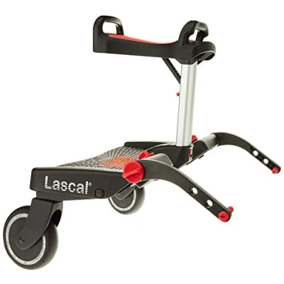 Imagen de Lascal BuggyBoard Maxi+ Plataforma con sillín infantil y base grande, accesorio para niños de 2 a 6 años (22 kg), compatible casi todas las sillitas paseo, negro