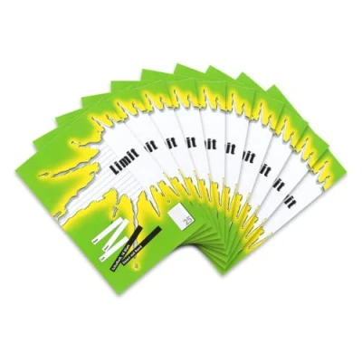 Imagen de Limit 100050510 Cuaderno escolar (DIN A4, a rayas, 16 hojas, con margen, 10 unidades), color verde