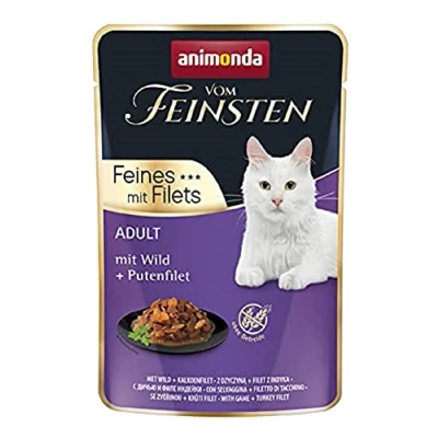 Imagen de Animonda Vom Feinsten Adult Cat Food, Wet Food for Cats, Fine with Fillets, Game + Turkey Fillet, 18 x 85 g