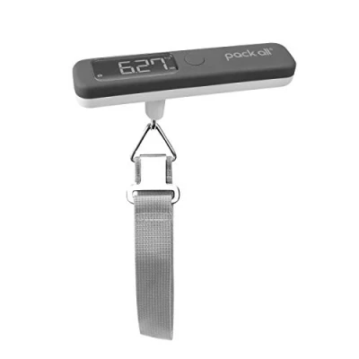 Imagen de pack all báscula digital para equipaje, de peso equipaje viaje con pantalla LCD retroiluminada, 100 libras, batería incluida