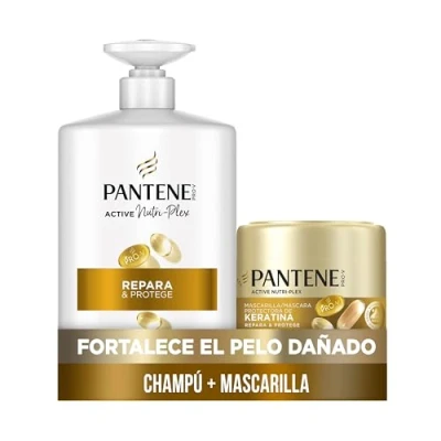 Imagen de Pantene Pro V Repara Y Protege Champú 1 L Con Dispensador, Mascarilla Protectora De Keratina 500ml, Pelo Seco Dañado
