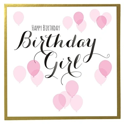 Imagen de Tarjeta de felicitación Claire Giles Quill Globos cumpleaños rosa