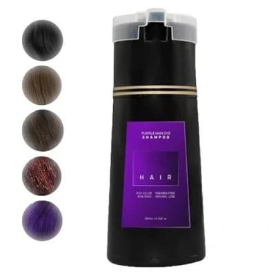 Imagen de Champú para Tinte Cabello,Champú de Instantáneo paraColorear,Champú paraTeñir el Cabello deLarga Duración,Champú deColor Natural paraCobertura deCabello Gris,paraMujeres yHombres (Púrpura)