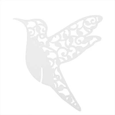 Imagen de Haofy 50 Piezas Forma de pájaro Boda Hueco Nombre Tarjetas Lugar para Copa Vino decoración Mesa número Fiesta Pegatinas Pared Pegatina Boda(Blanco)