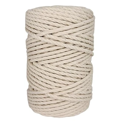 Imagen de Cordon macrame, algodón, 5MM * 75M, para artesanías en macramé, juguetería, restauración, Manualidades, paquetería, jardinería. Crudo.